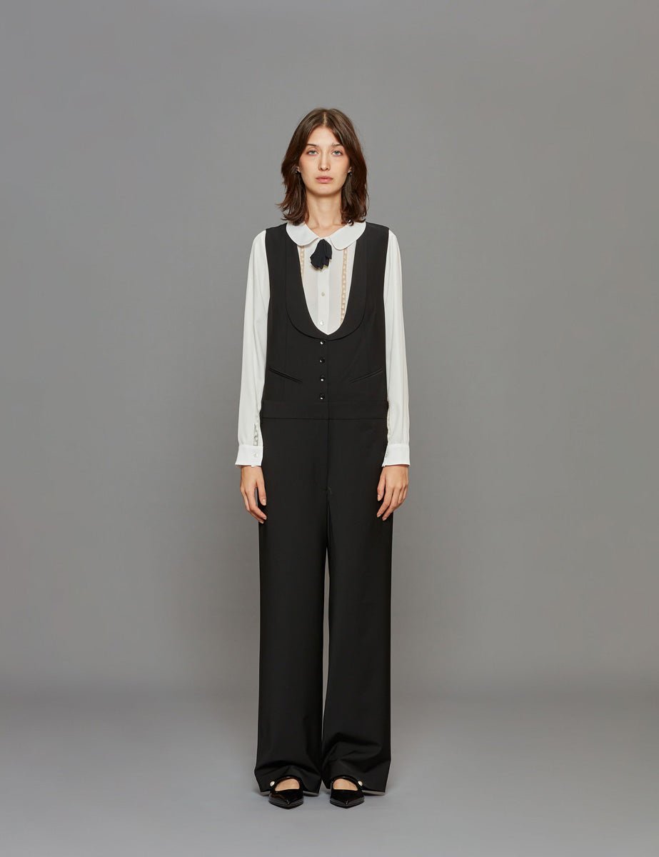 jumpsuit recycled wool black - tibi - jumpsuit