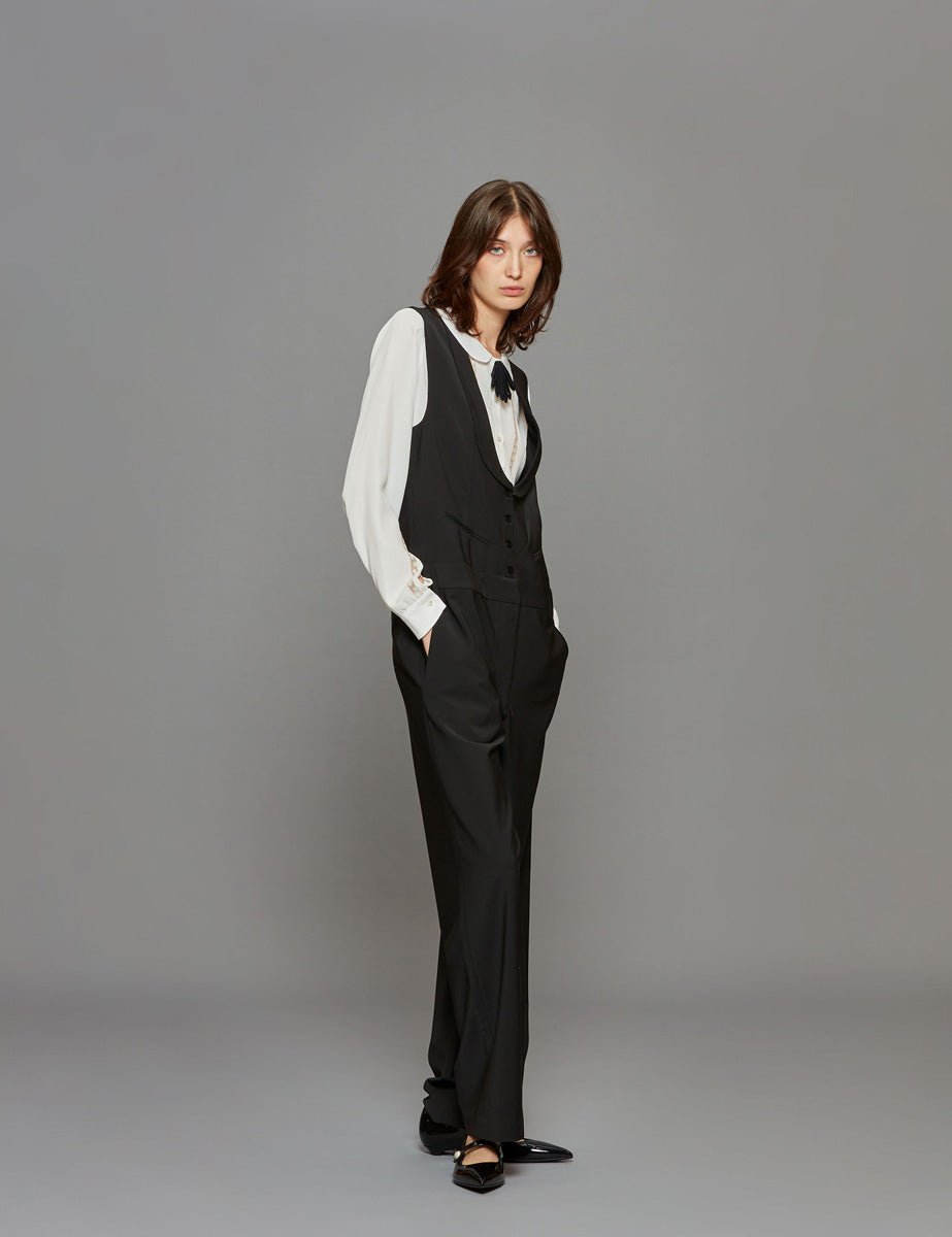 jumpsuit recycled wool black - tibi - jumpsuit