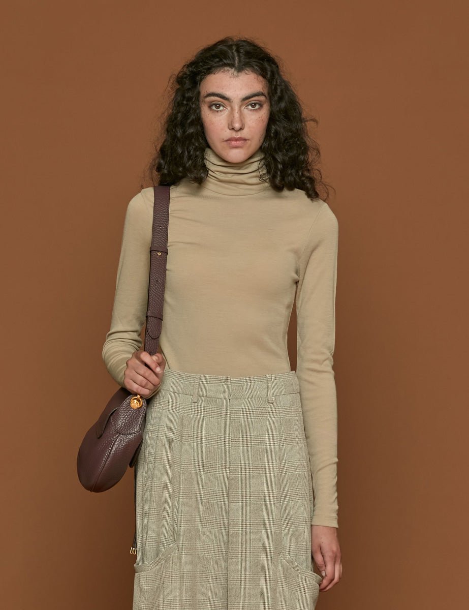maglia collo alto beige - rohe - maglia