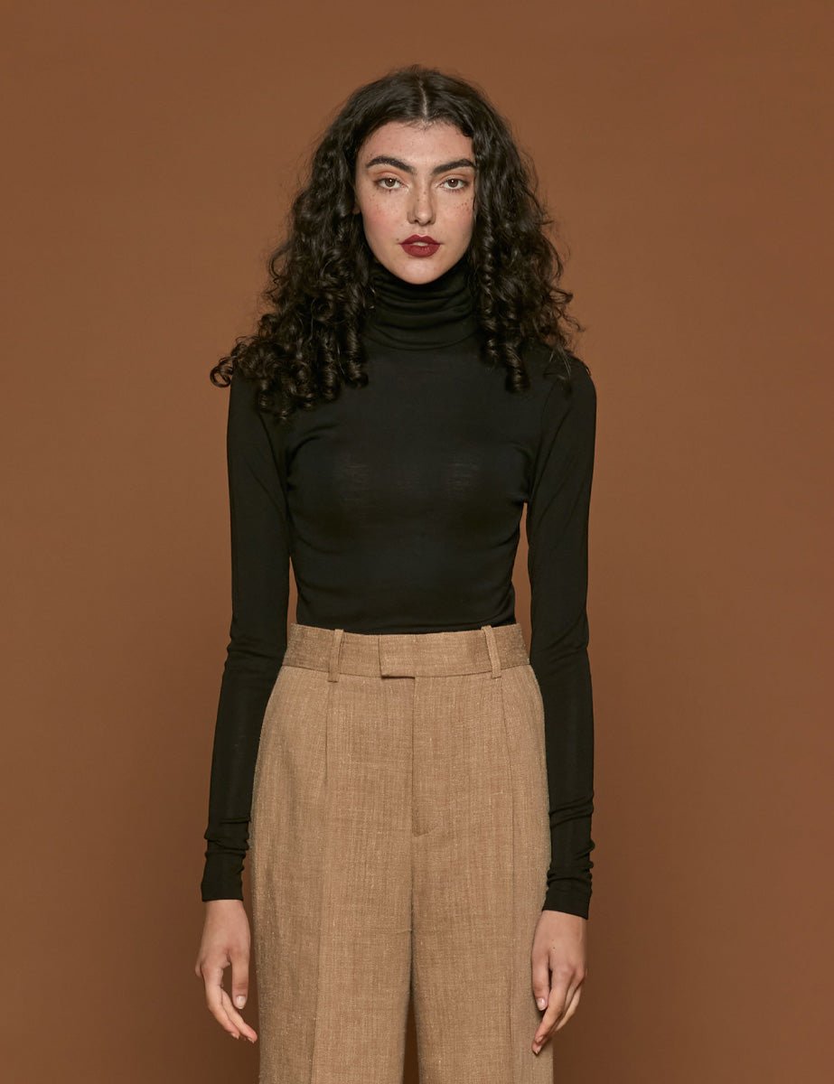 maglia collo alto black - rohe - maglia