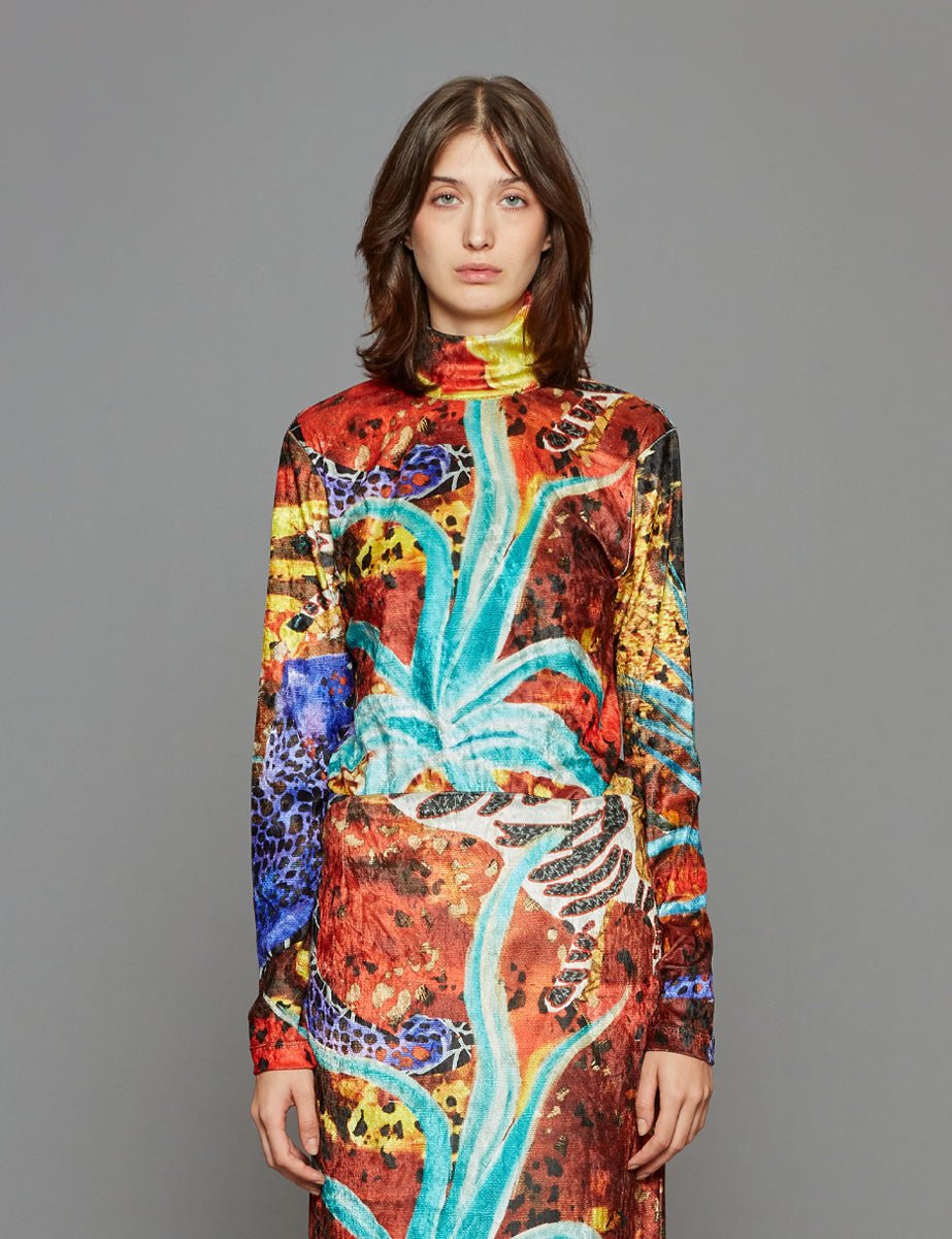 maglia dolcevita fiore africa - stella jean - maglia