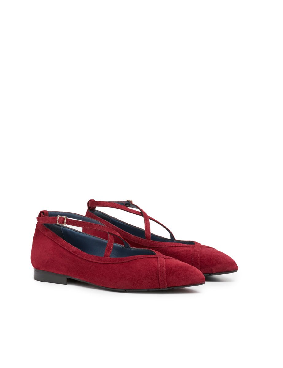 mary jane flat camoscio bordeaux - blufrida - ballerina