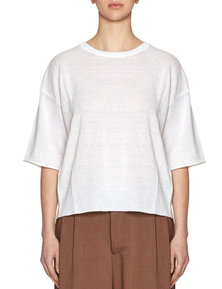 maxi t-shirt maglia lino bianco ottico - roberto collina - pullover
