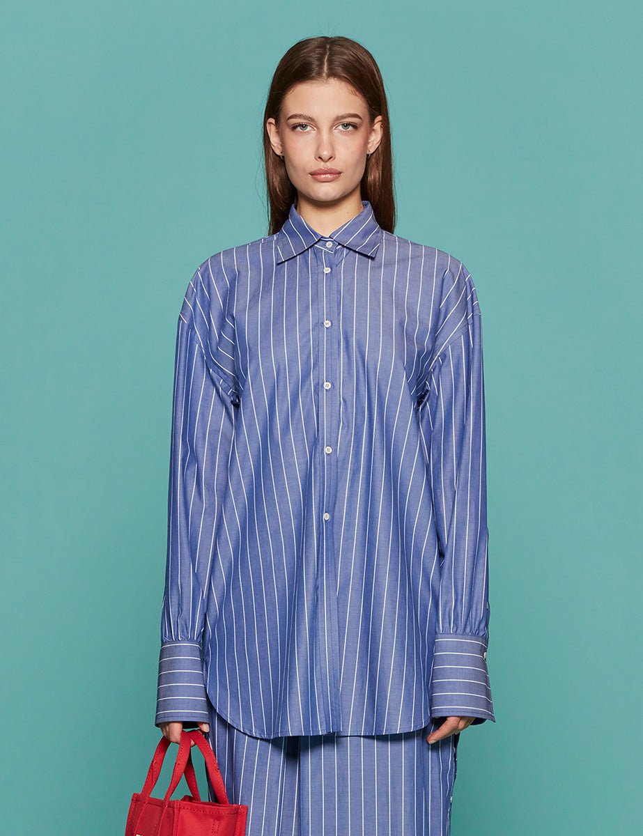 maxicamicia gianfri riga azzurro bianco - jejia - camicia manica lunga