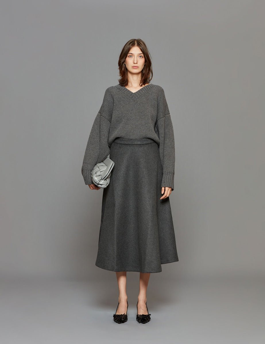 maxigonna antracite melange - rohe - gonna