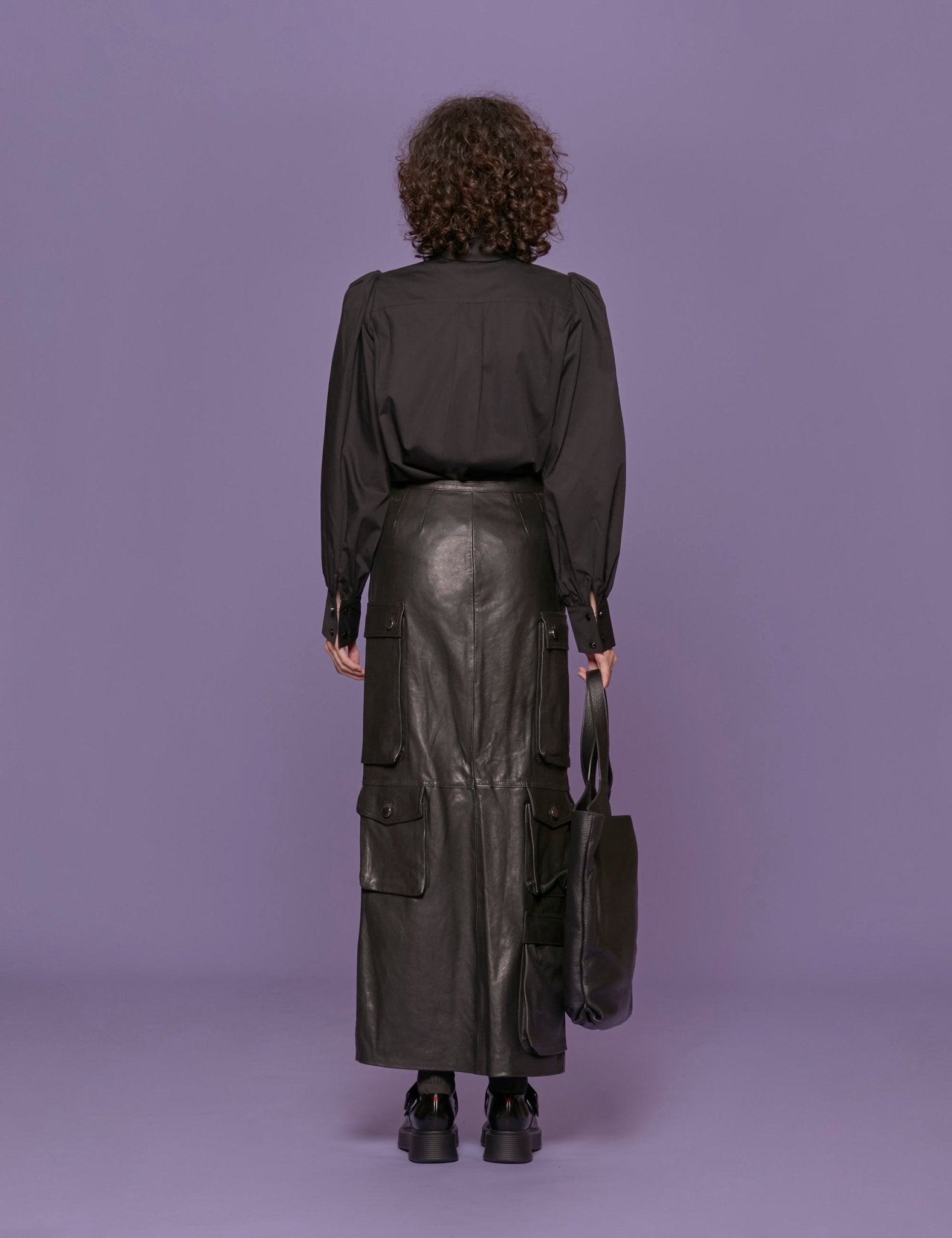 maxigonna pelle nero - fermas club - gonna