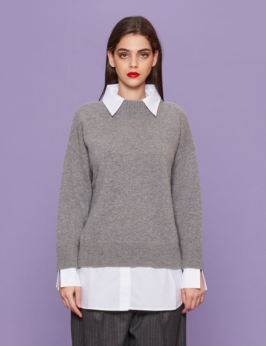 maxipull camicia grigio - roberto collina - pullover