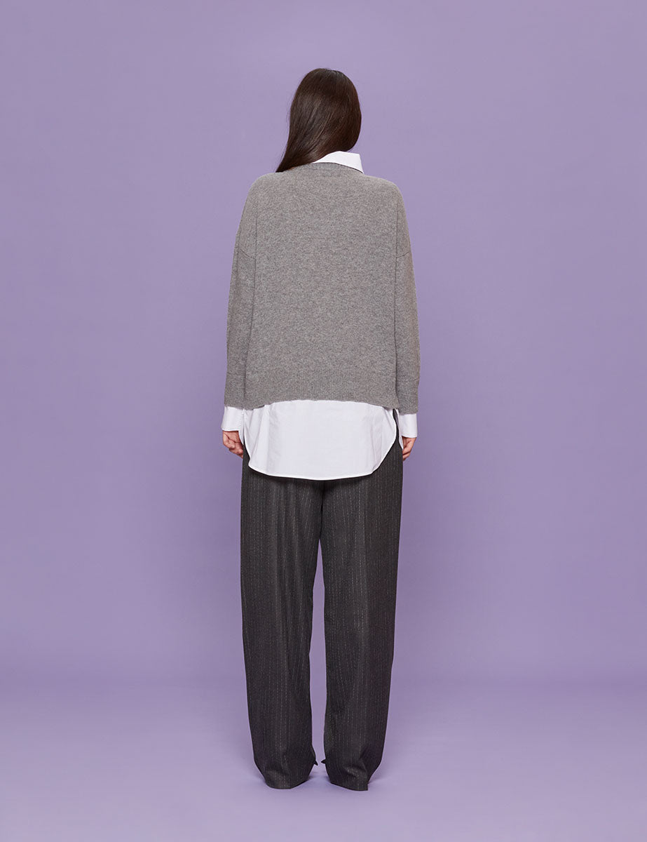 maxipull camicia grigio - roberto collina - pullover