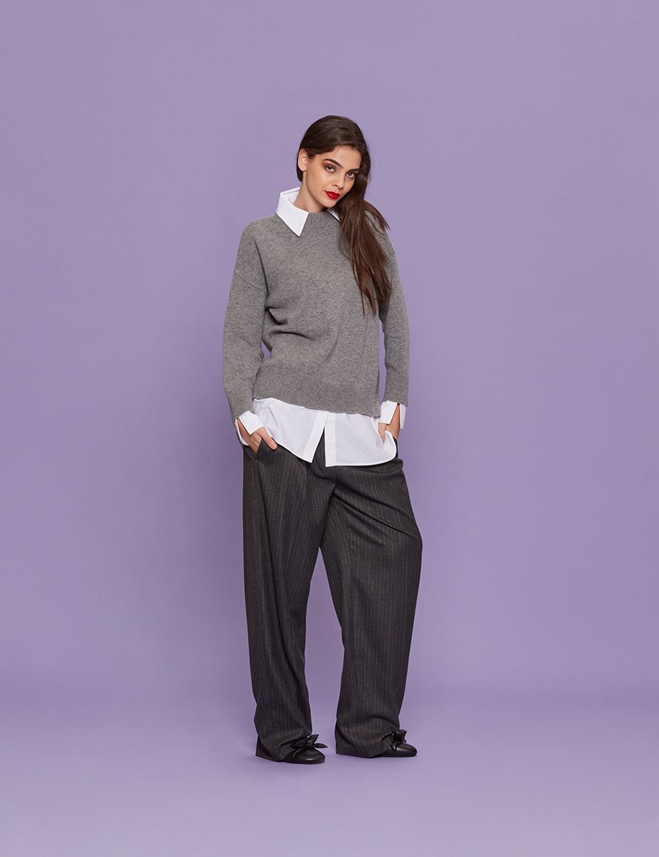 maxipull camicia grigio - roberto collina - pullover