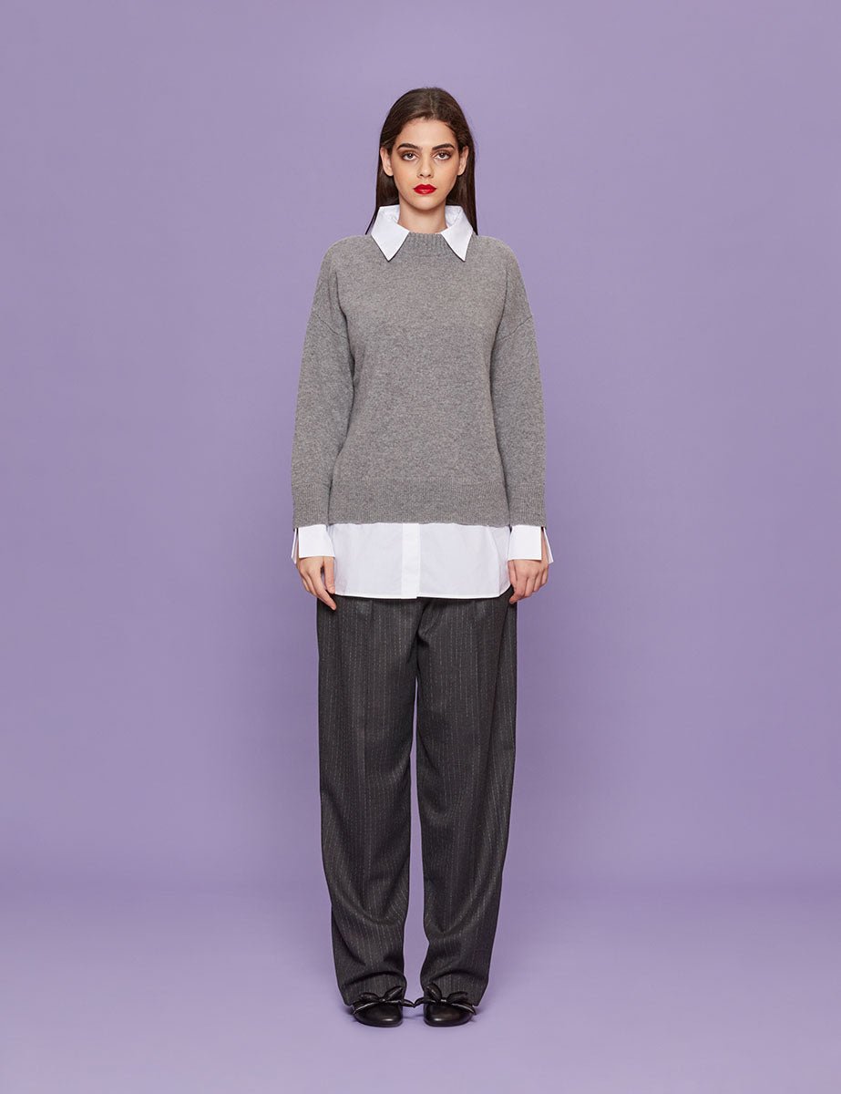 maxipull camicia grigio - roberto collina - pullover