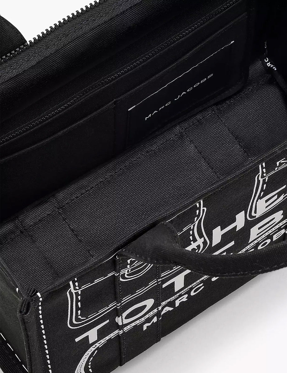 medium tote bag canvas trompe l'oeil nero - marc jacobs - shopper