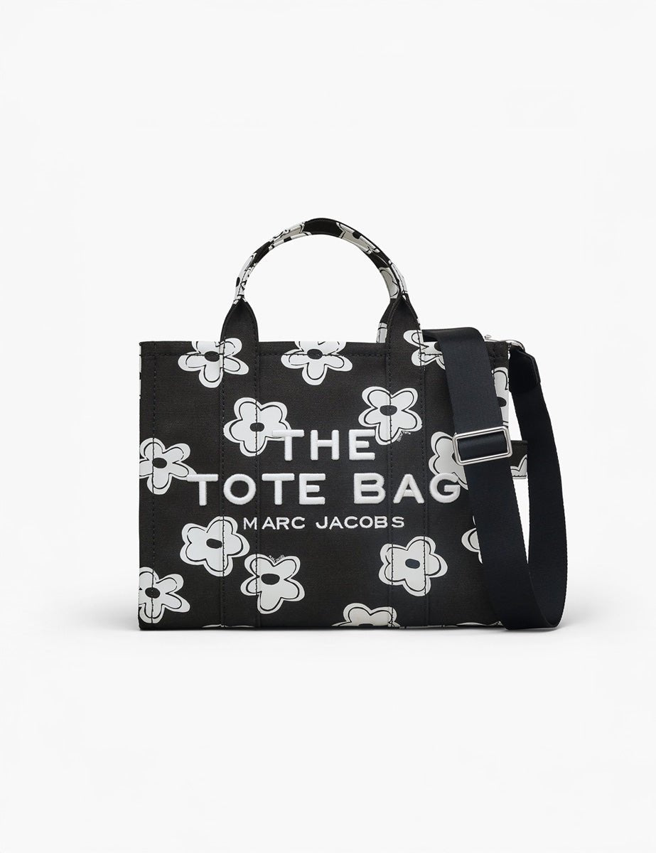 medium tote bag fiori black white - marc jacobs - shopper