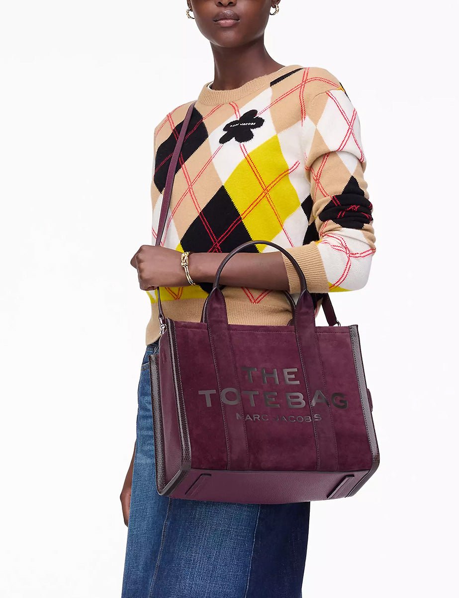 medium tote bag suede dark plum - marc jacobs - shopper
