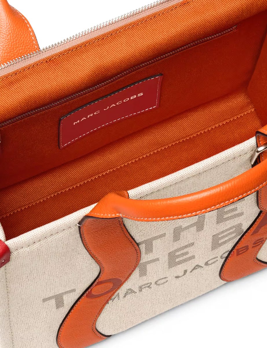 medium tote bag wavy canvas orange - marc jacobs - shopper