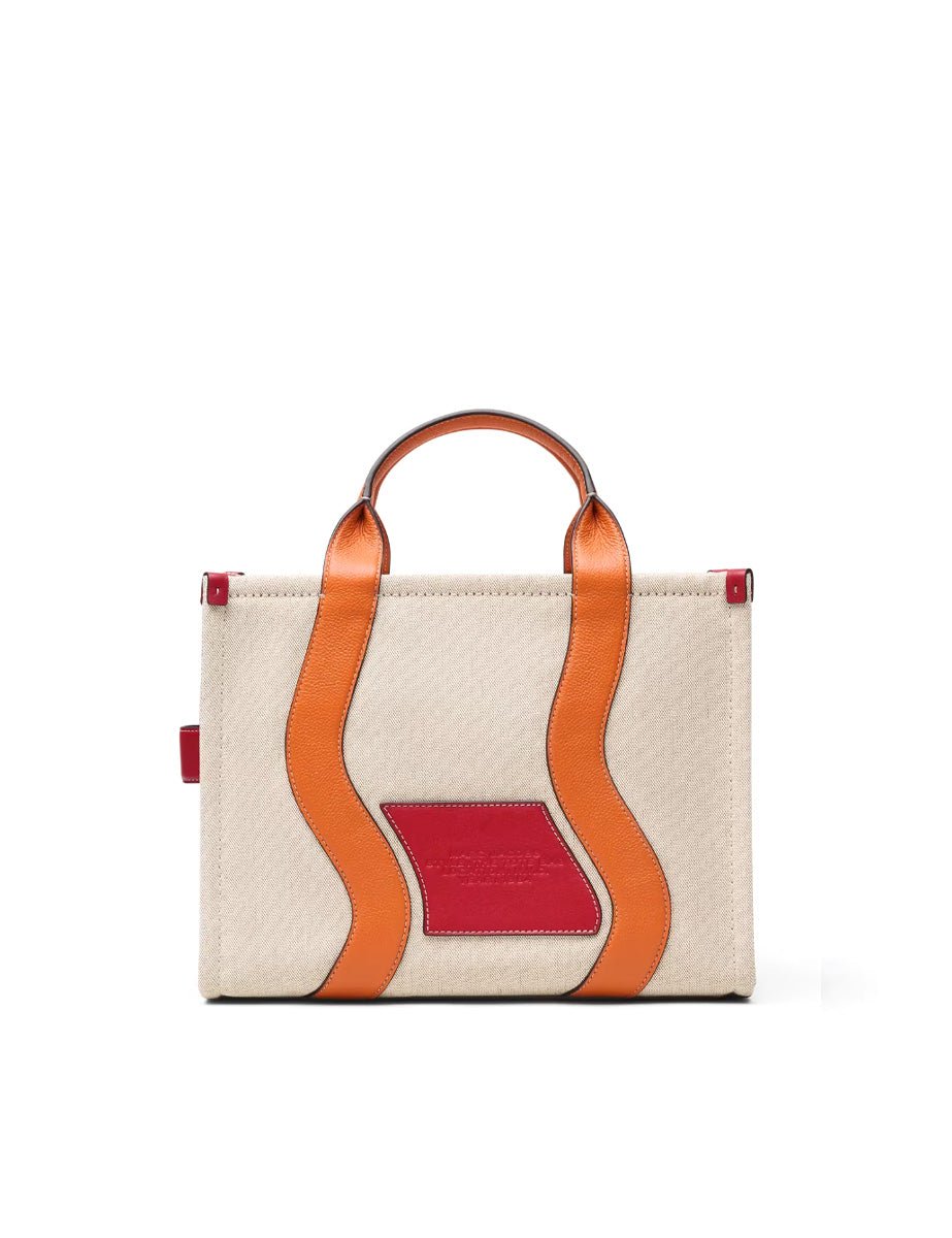medium tote bag wavy canvas orange - marc jacobs - shopper