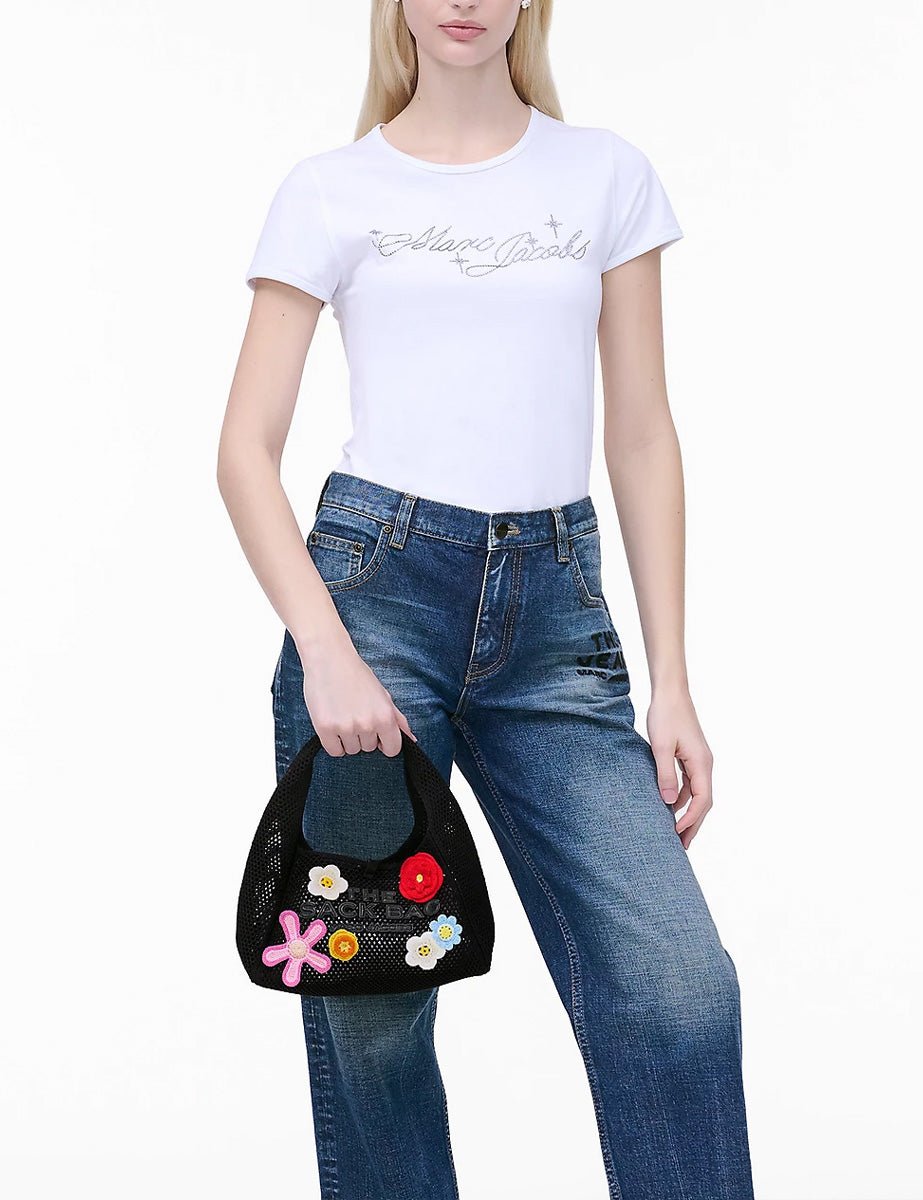 mini sack bag crochet flower black multi - marc jacobs - shopper
