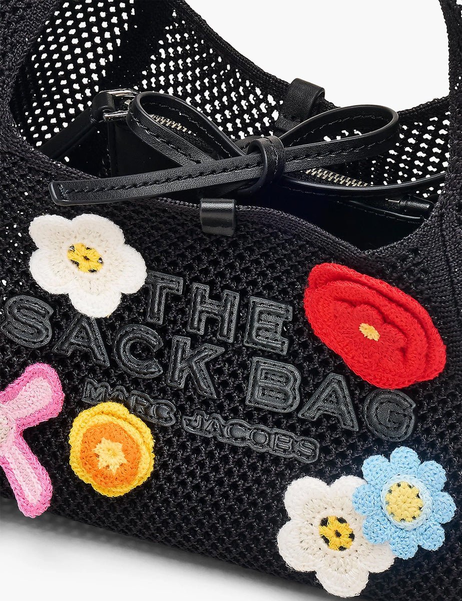 mini sack bag crochet flower black multi - marc jacobs - shopper