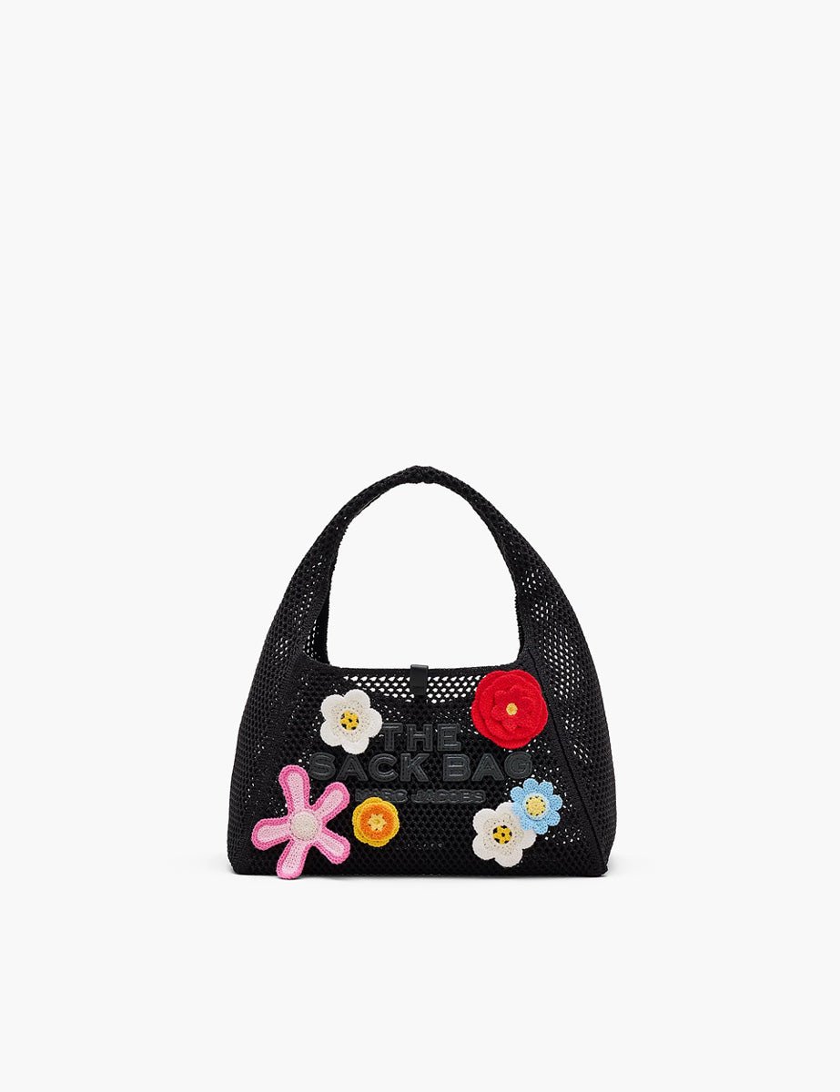 mini sack bag crochet flower black multi - marc jacobs - shopper