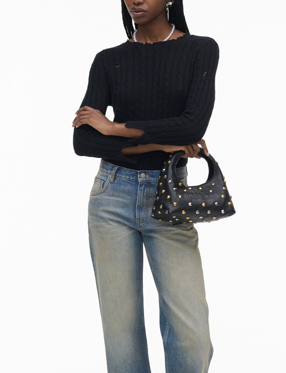 mini sack lea studs nero - marc jacobs - shopper