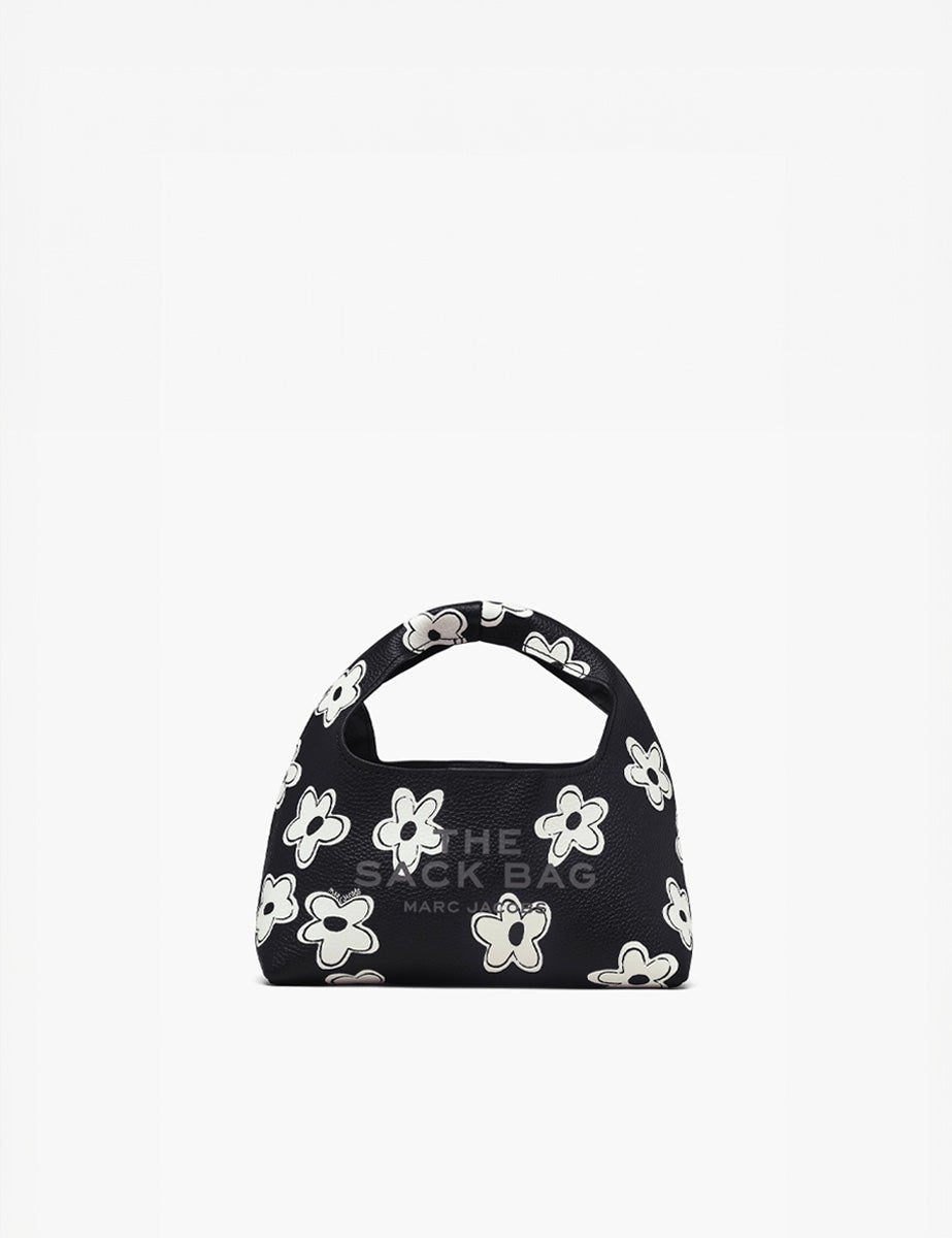 mini sack leather fiori black white - marc jacobs - shopper