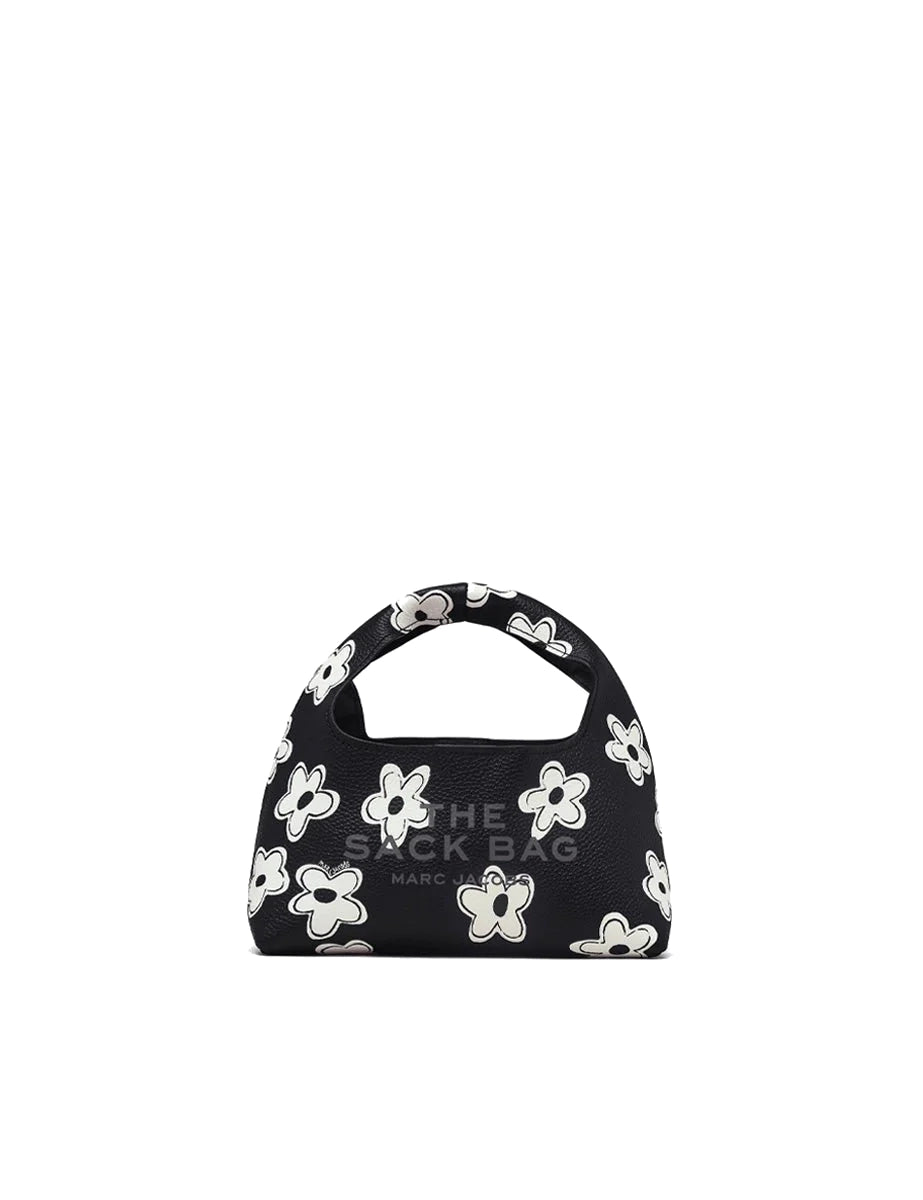 mini sack leather fiori black white - marc jacobs - shopper