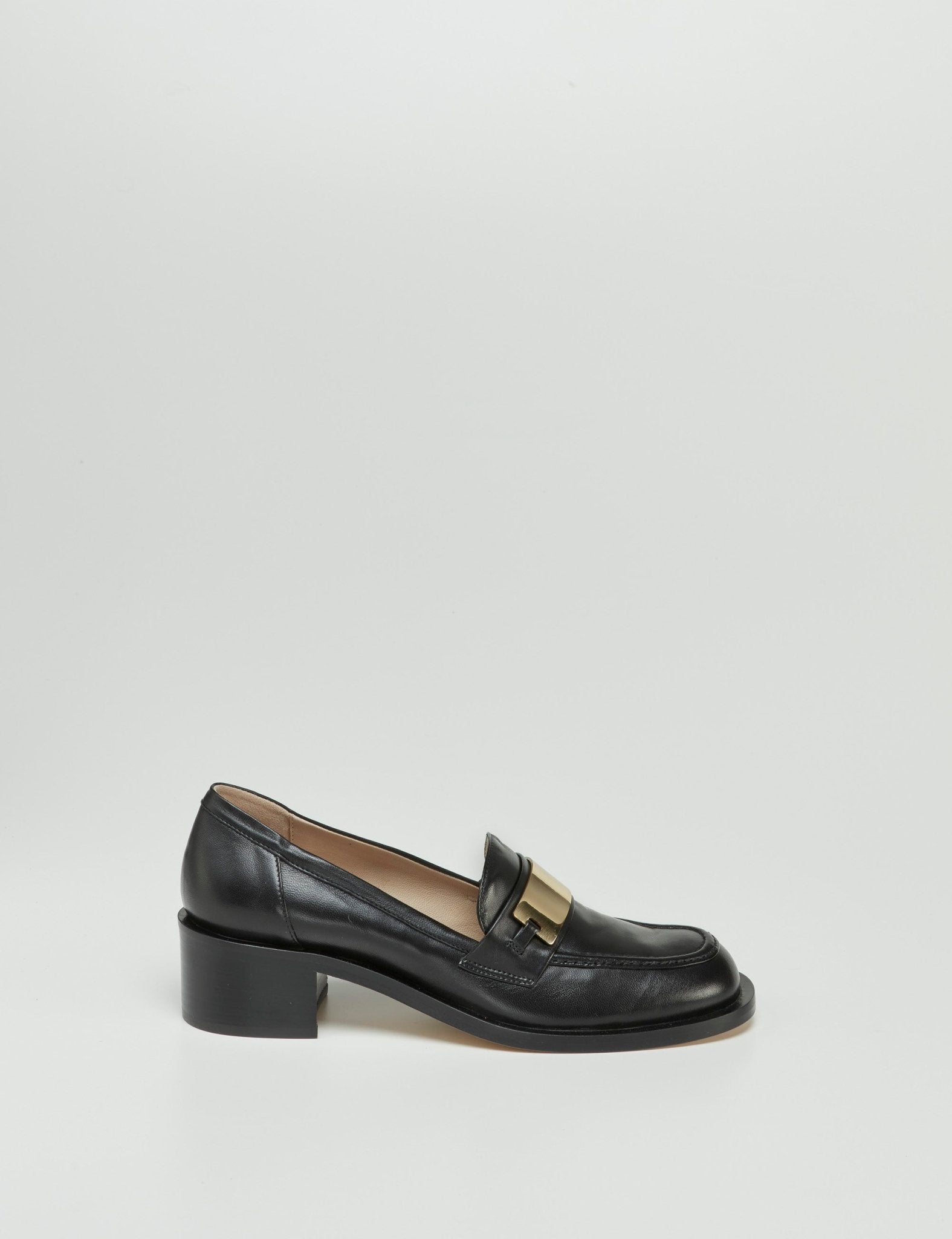 mocassino piastra nero - pomme d'or - decollete tacco