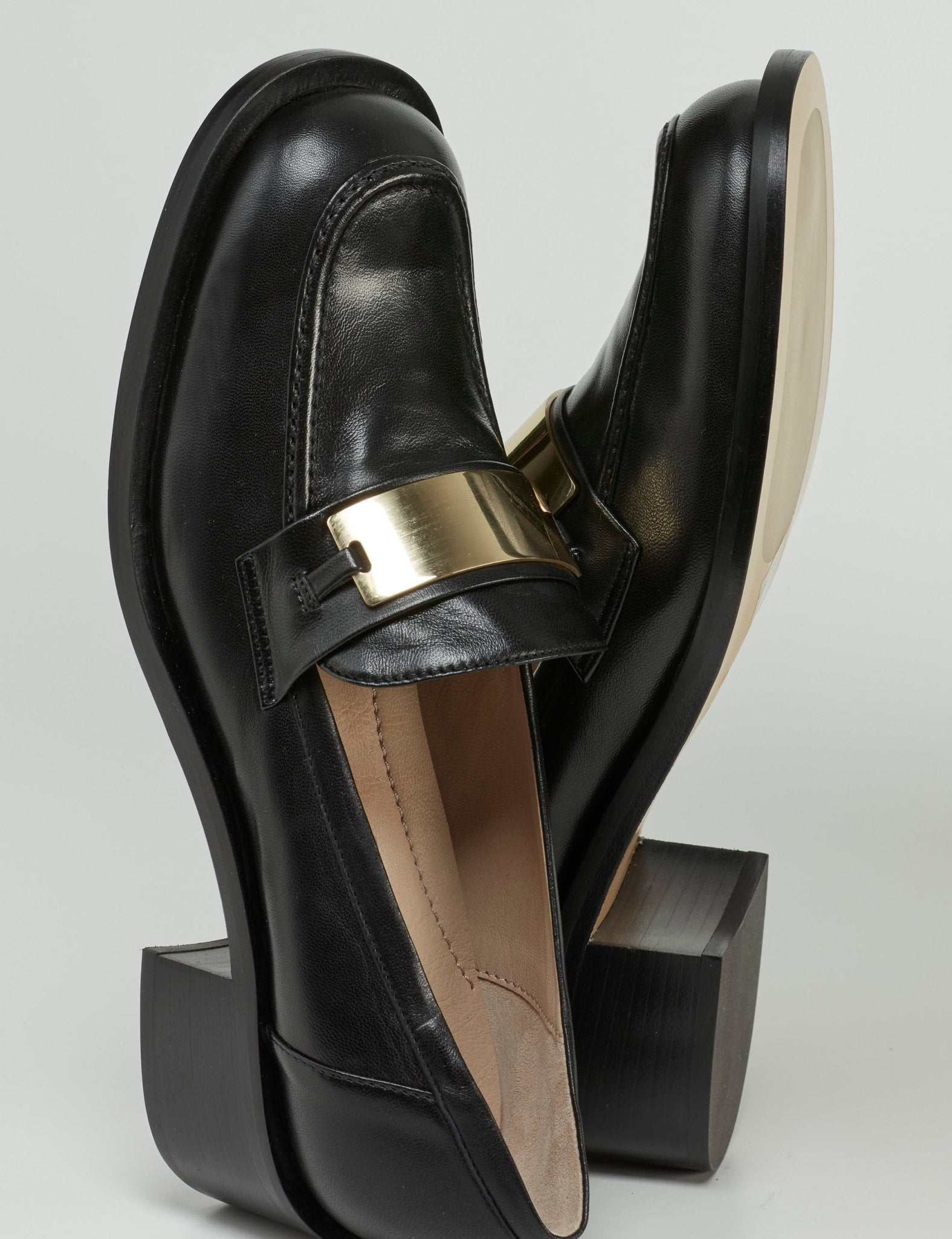 mocassino piastra nero - pomme d'or - decollete tacco