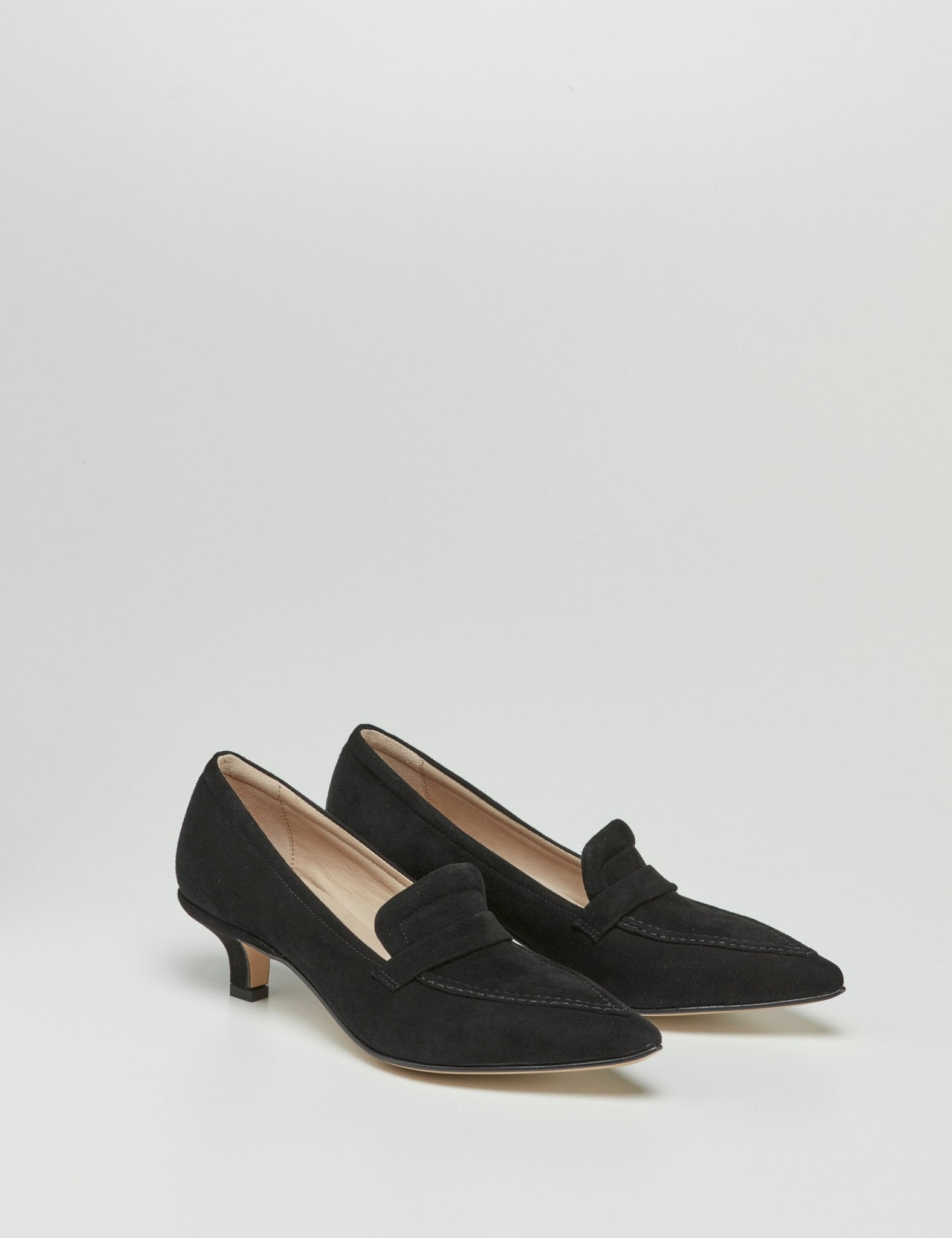 mocassino tacco camoscio nero - pomme d'or - decollete tacco