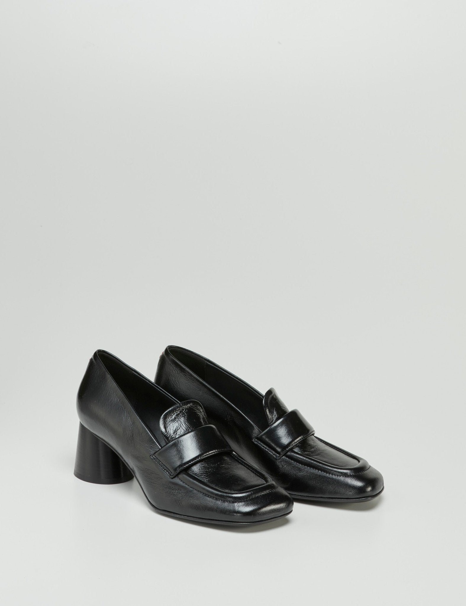 mocassino tacco tondo nero - halmanera - decollete tacco