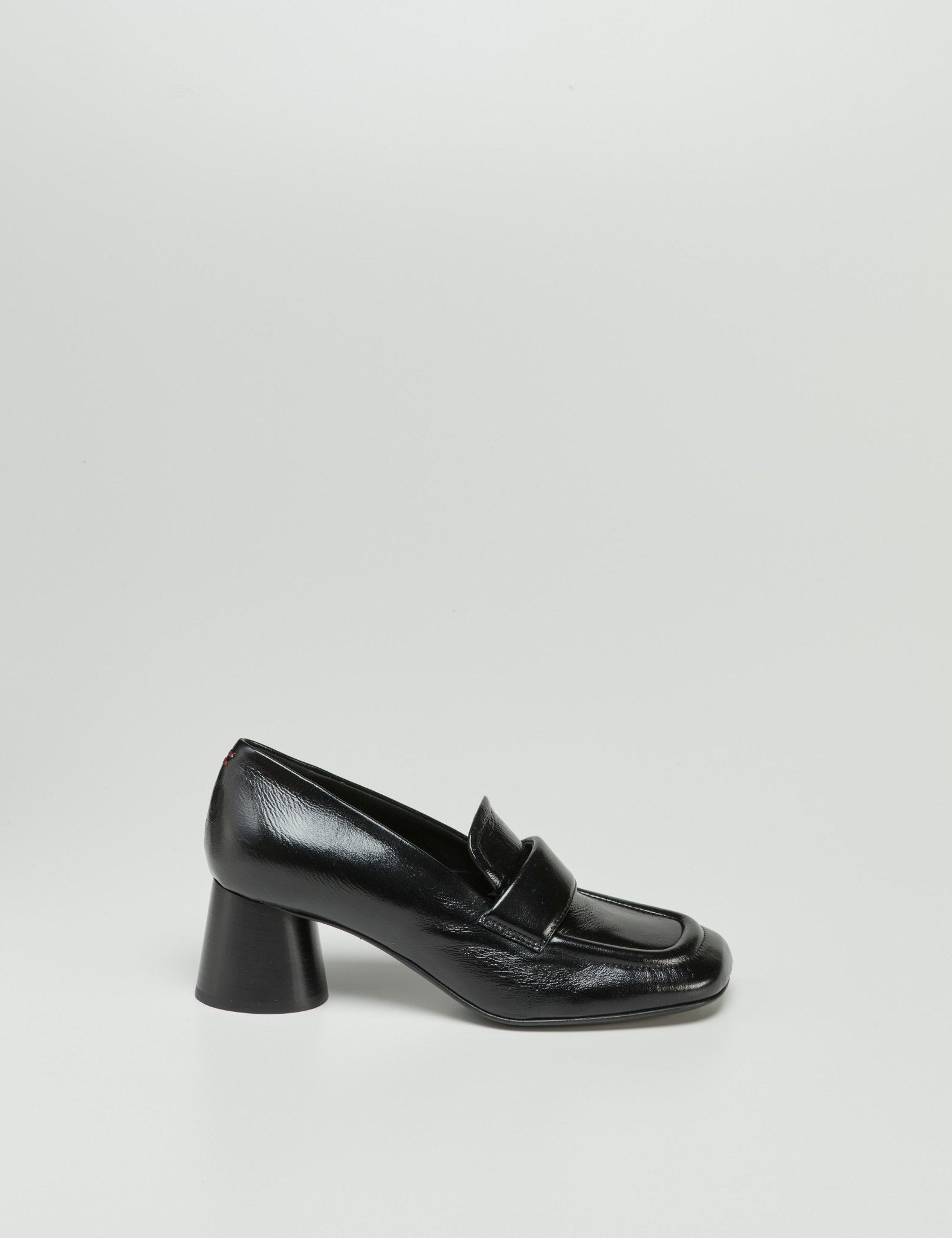 mocassino tacco tondo nero - halmanera - decollete tacco