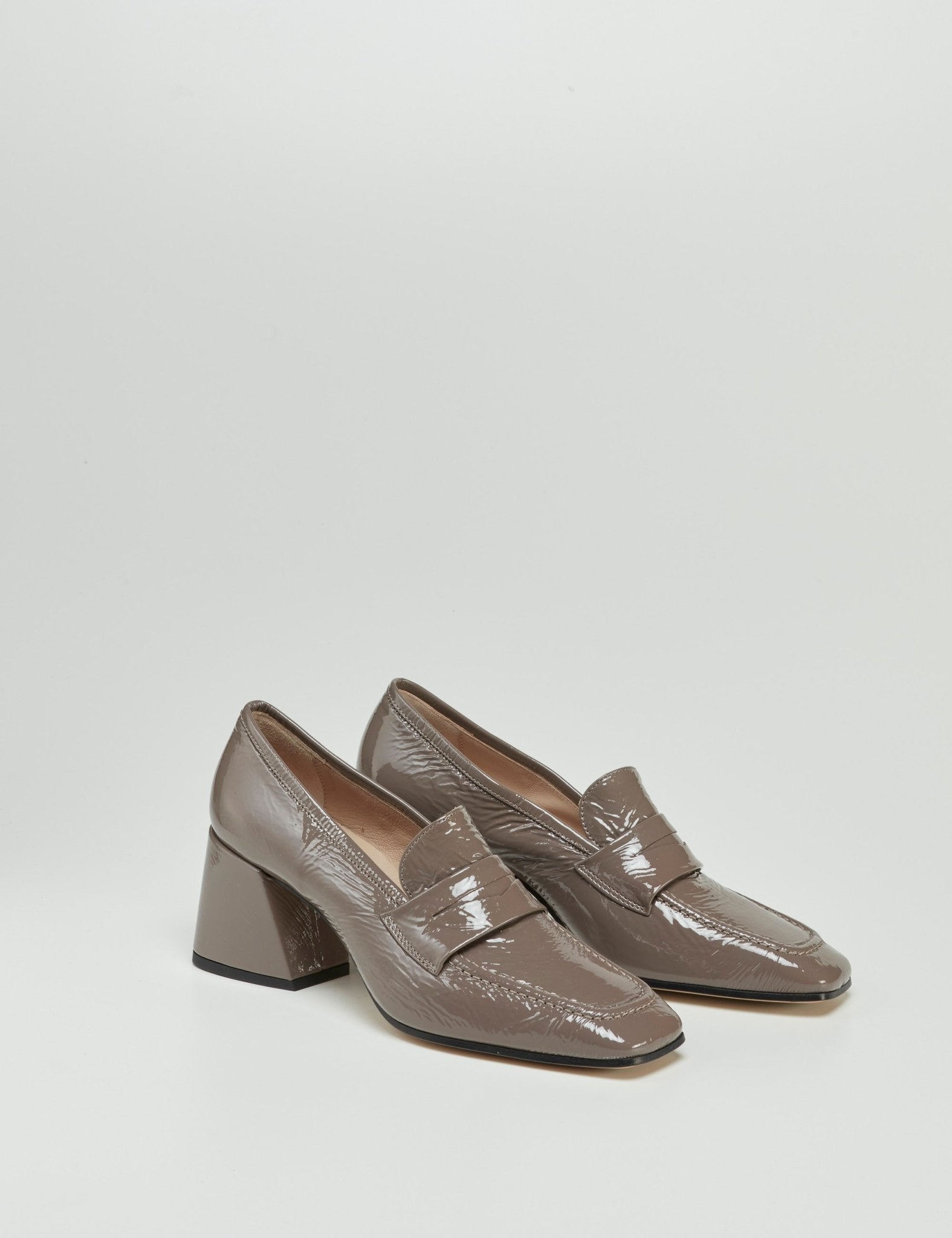 mocassino tacco vernice viola - pomme d'or - decollete tacco