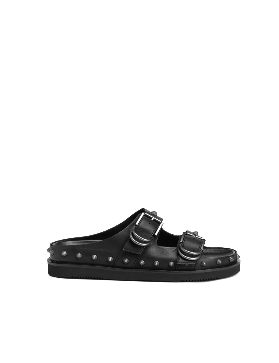 mule flat fibbia black - ash - ciabatta