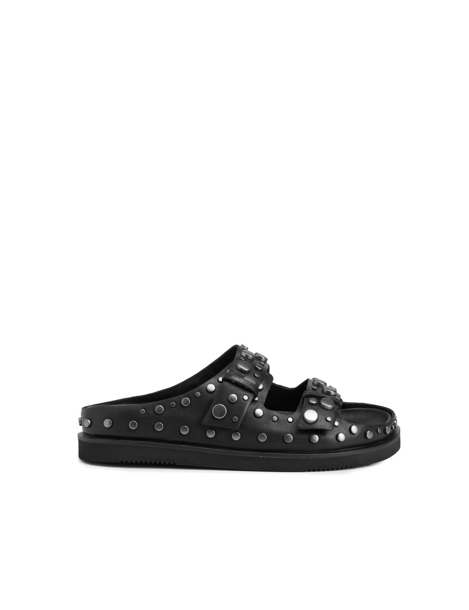 mule flat studs black - ash - ciabatta