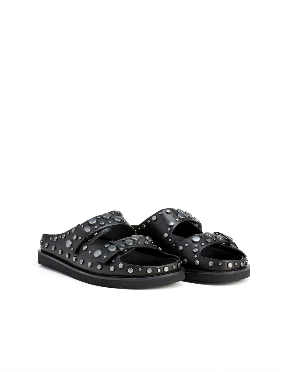 mule flat studs black - ash - ciabatta