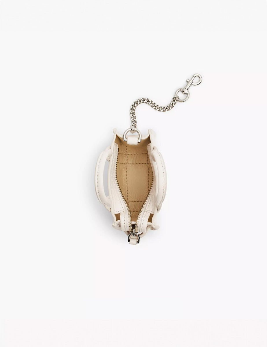 nano tote charm leather cotton silver - marc jacobs - shopper