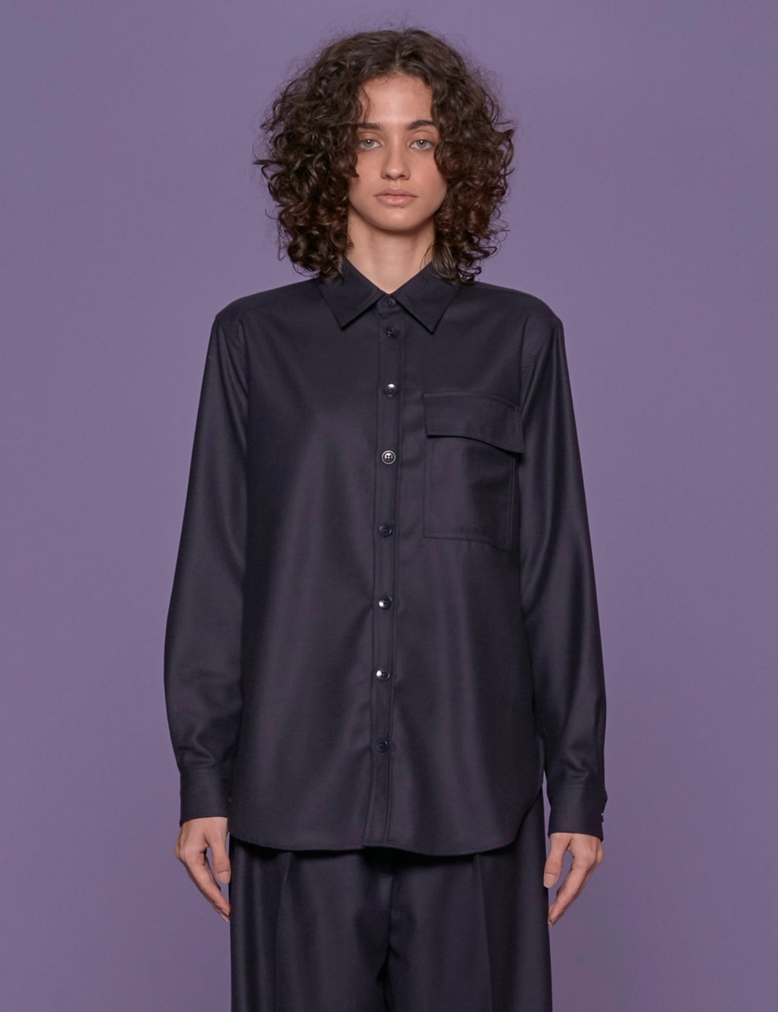 overshirt flanella lana blu - tibi - giacca