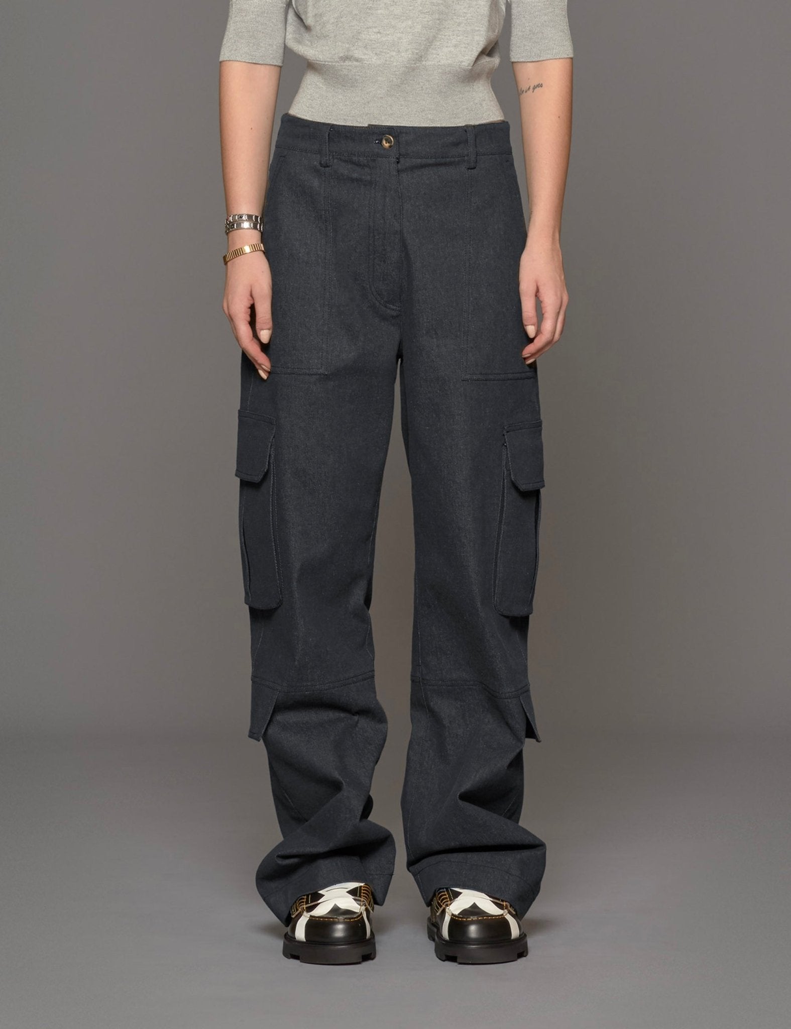 pantacargo denim blu - blufrida - jeans