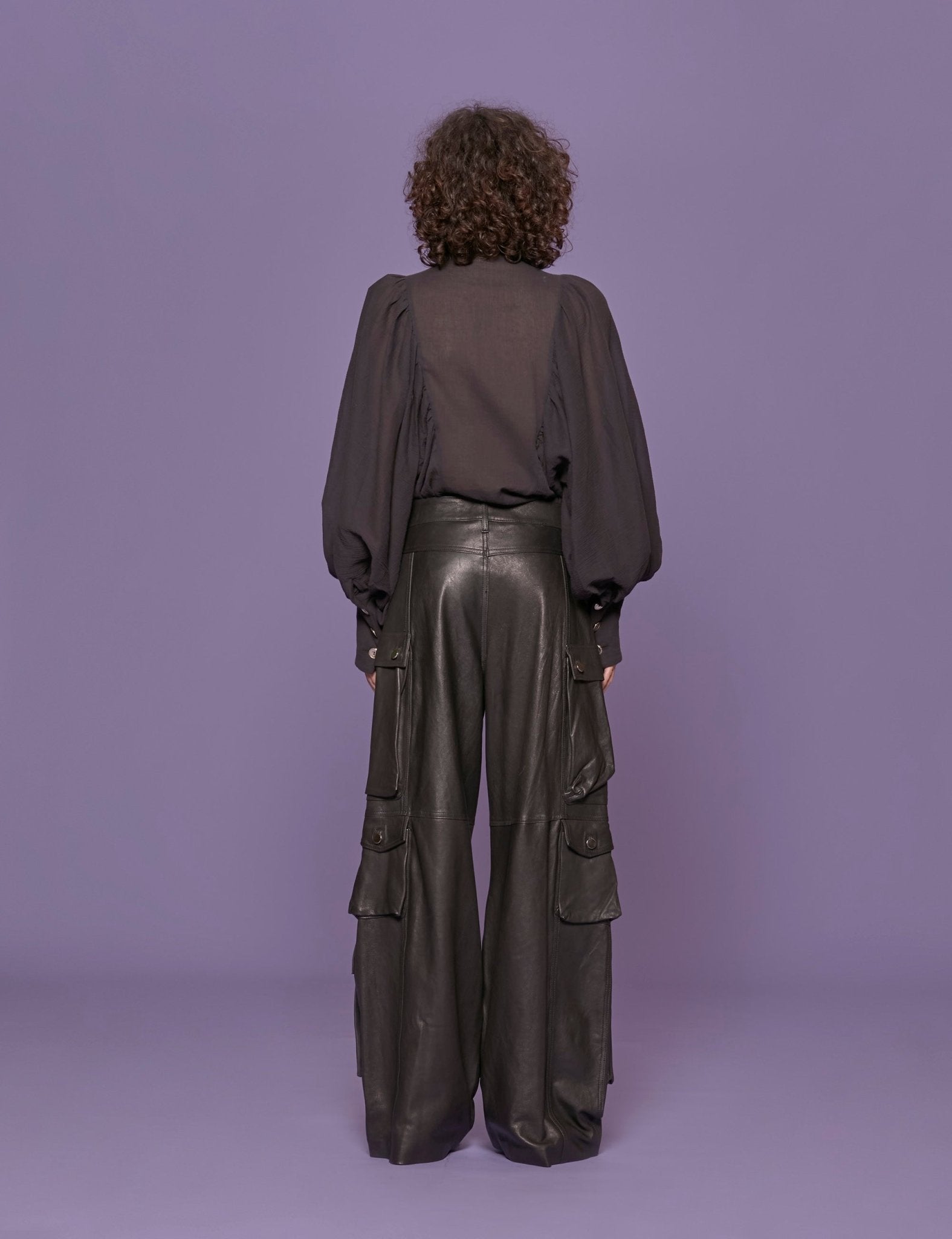 pantacargo pelle nero - fermas club - pantalone