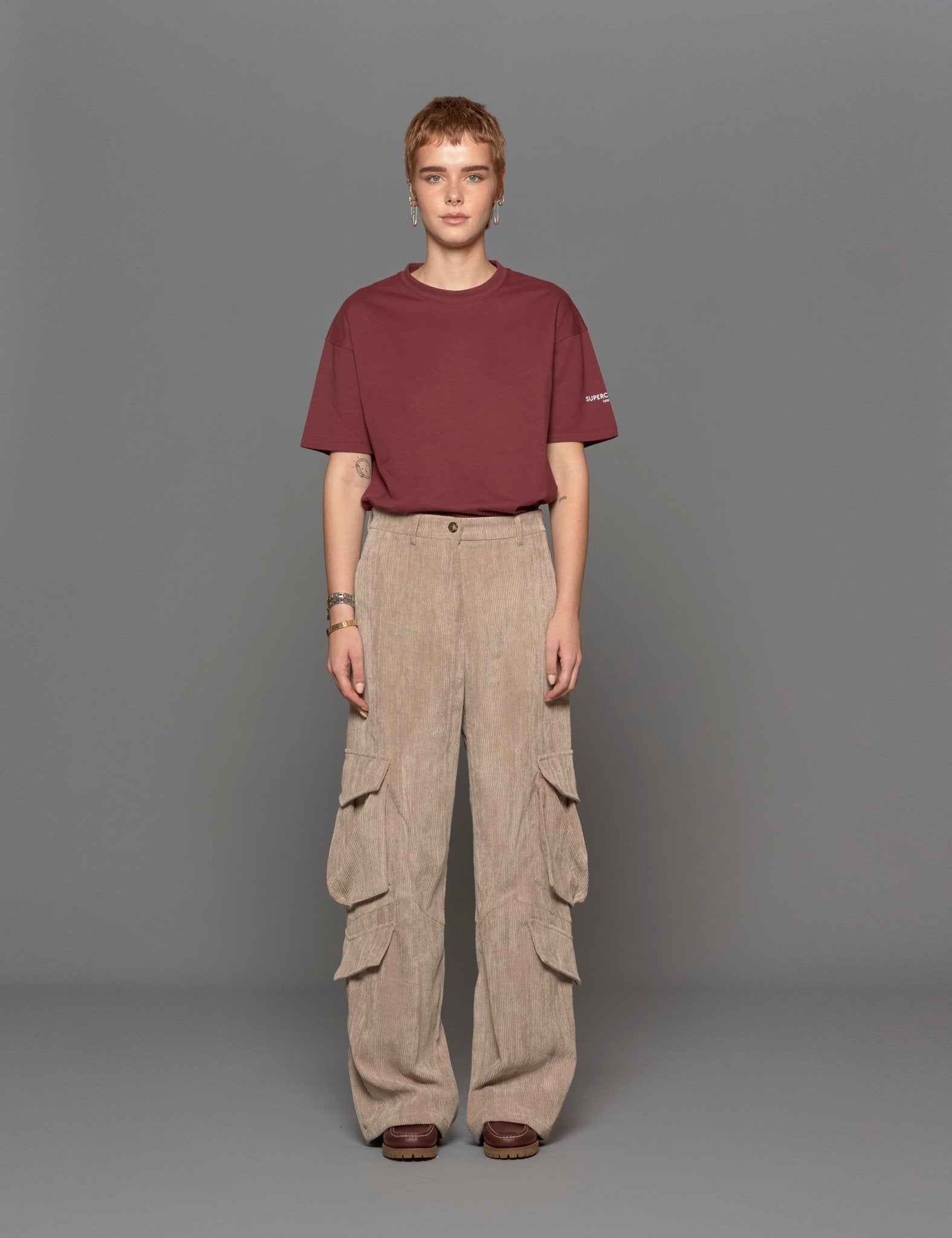 pantacargo tasconi velluto beige - blufrida - pantalone