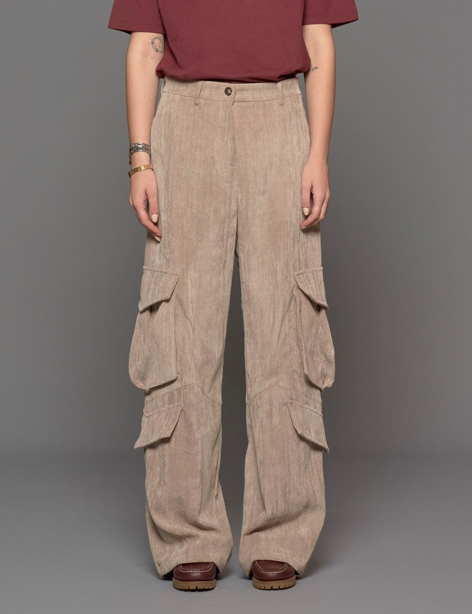 pantacargo tasconi velluto beige - blufrida - pantalone