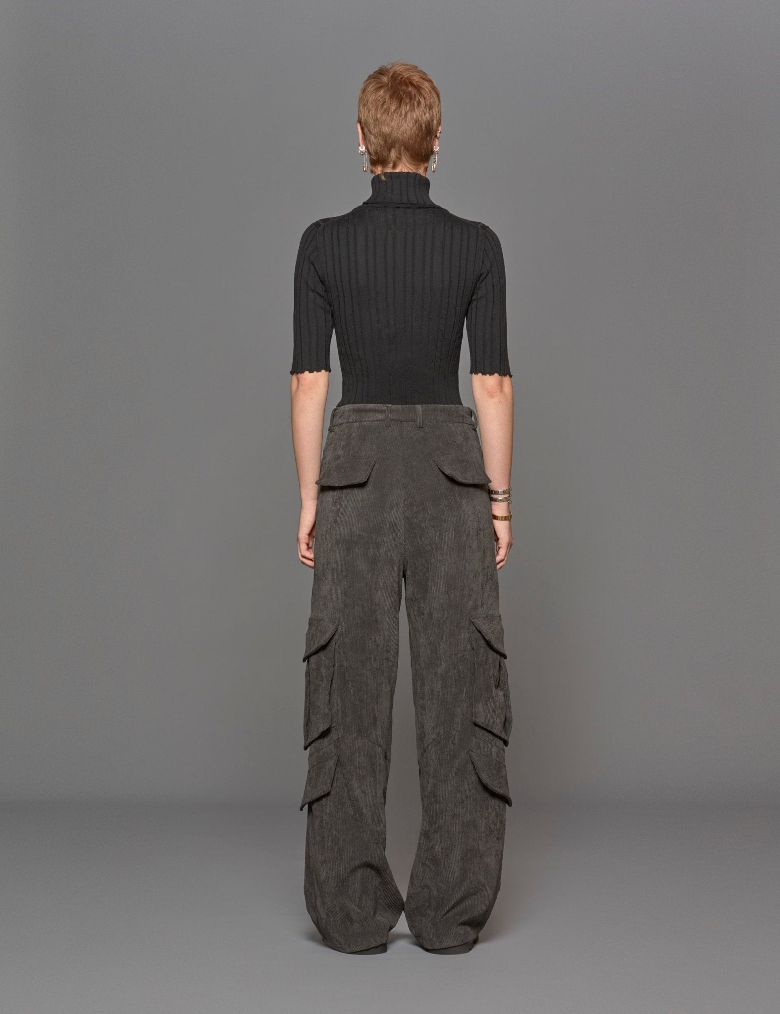 pantacargo tasconi velluto grigio - blufrida - pantalone