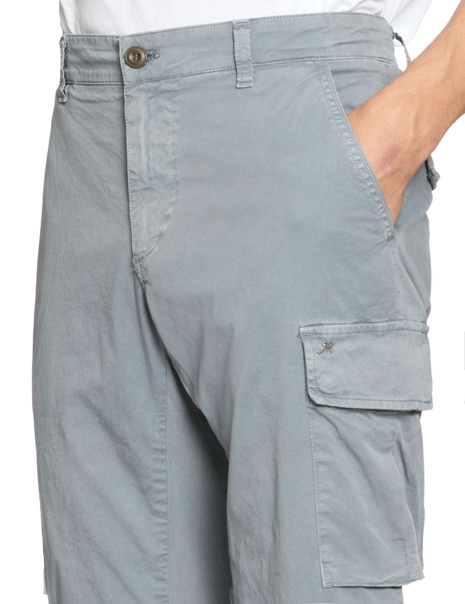 pantalone cargo cotone elastico grigio - mason's - pantalone casual