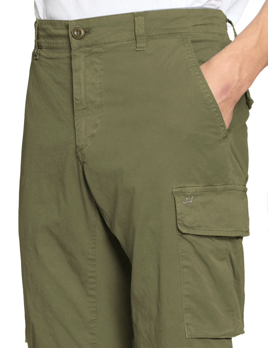 pantalone cargo cotone elastico verde - mason's - pantalone casual