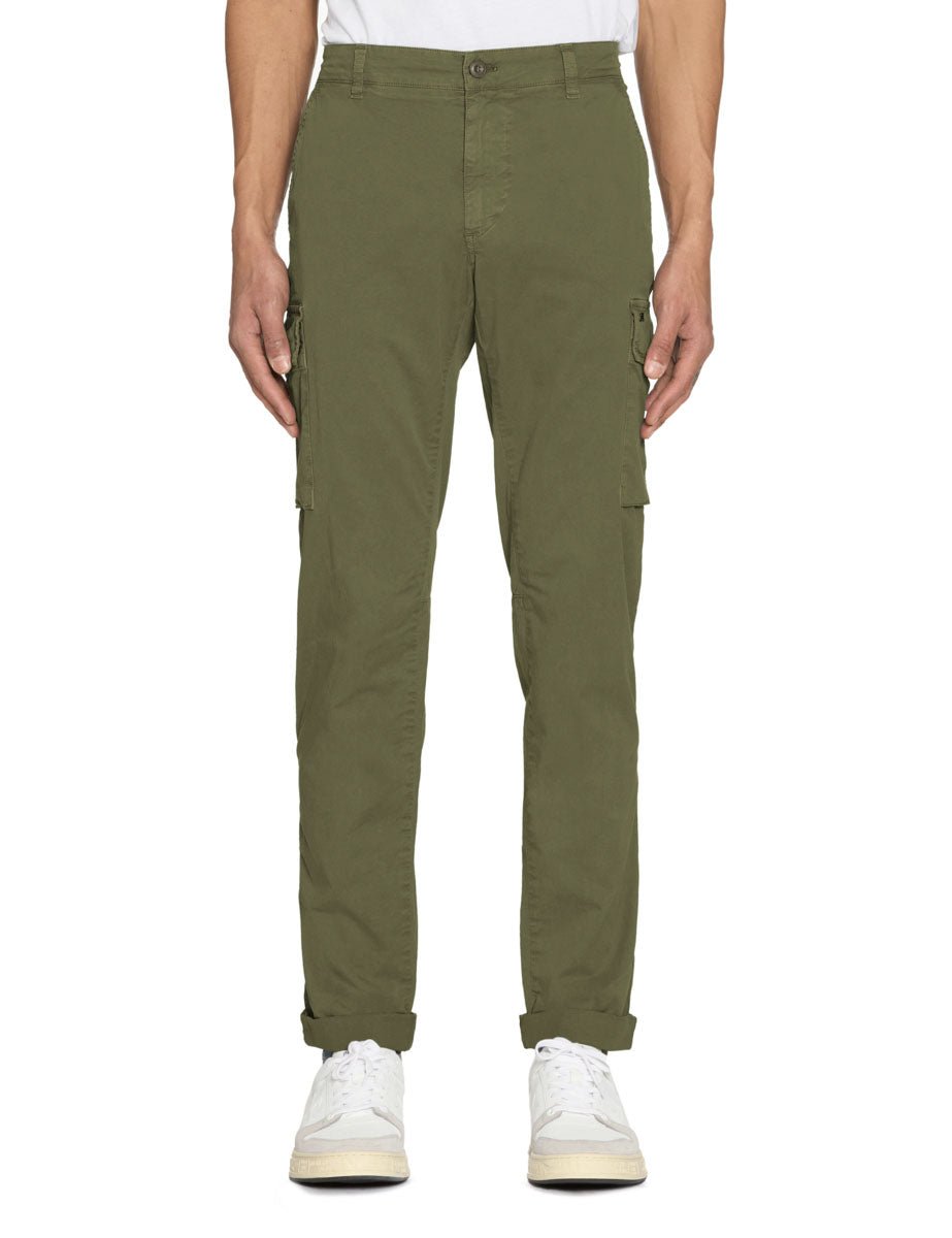 pantalone cargo cotone elastico verde - mason's - pantalone casual