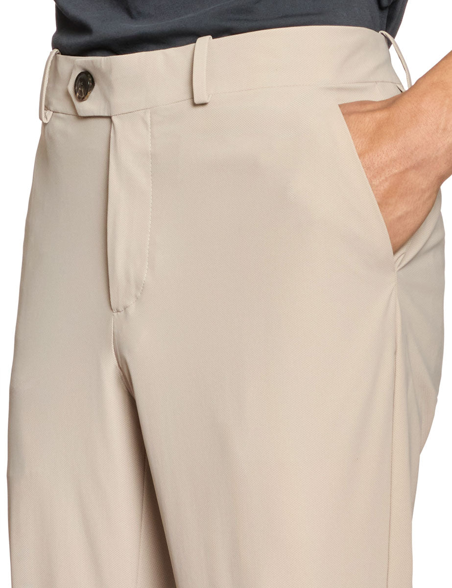 pantalone chino surflex microfantasia puntaspillo beige - rrd - pantalone elegante