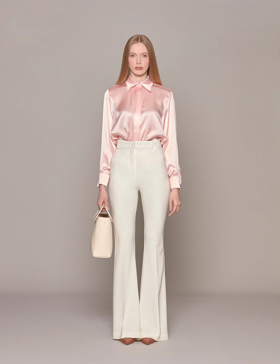 pantalone classico flare cream - hebe studio - pantalone