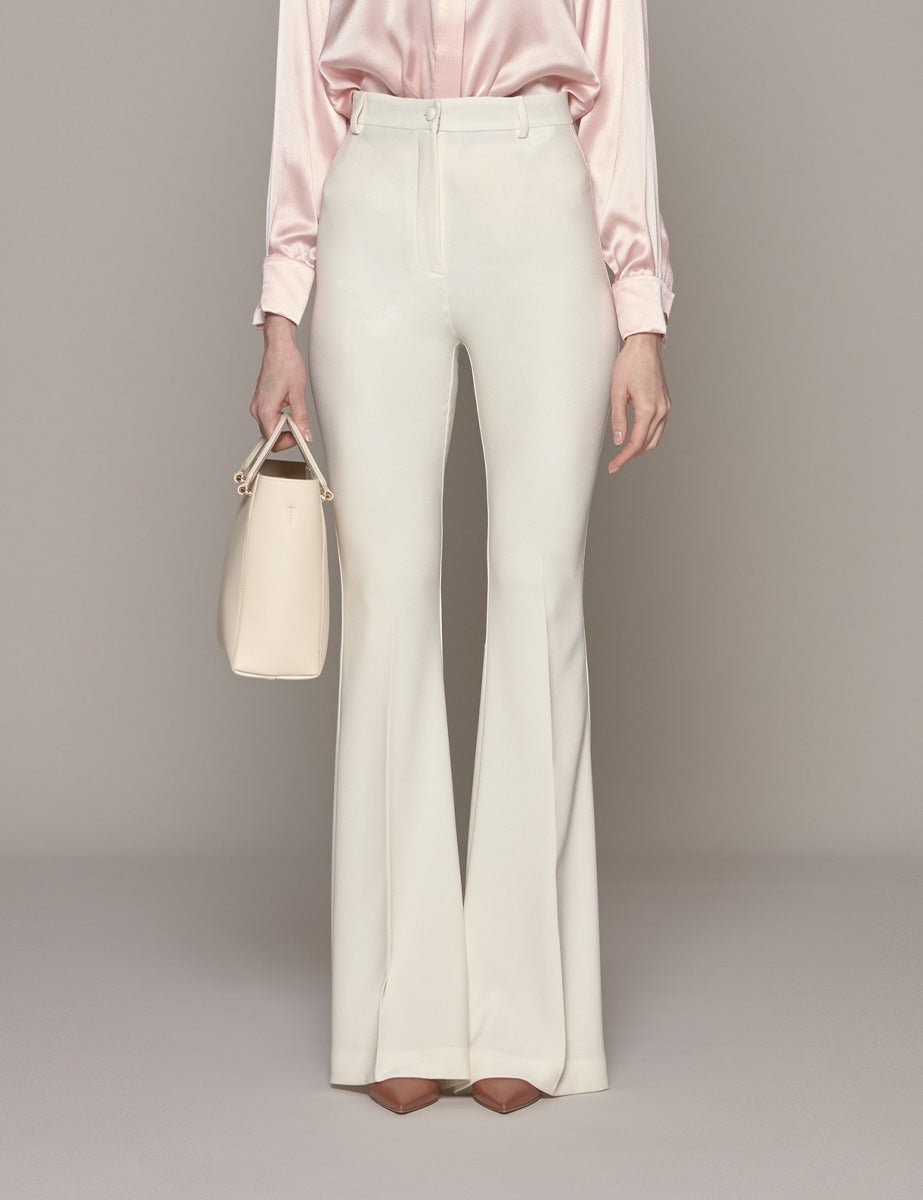 pantalone classico flare cream - hebe studio - pantalone