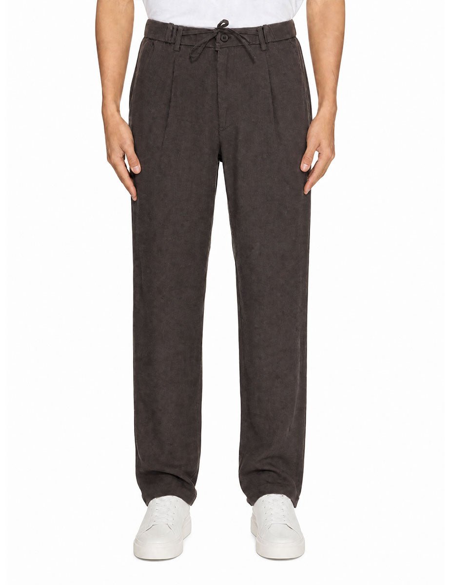 pantalone coulisse lino cioccolato - alley docks - pantalone casual