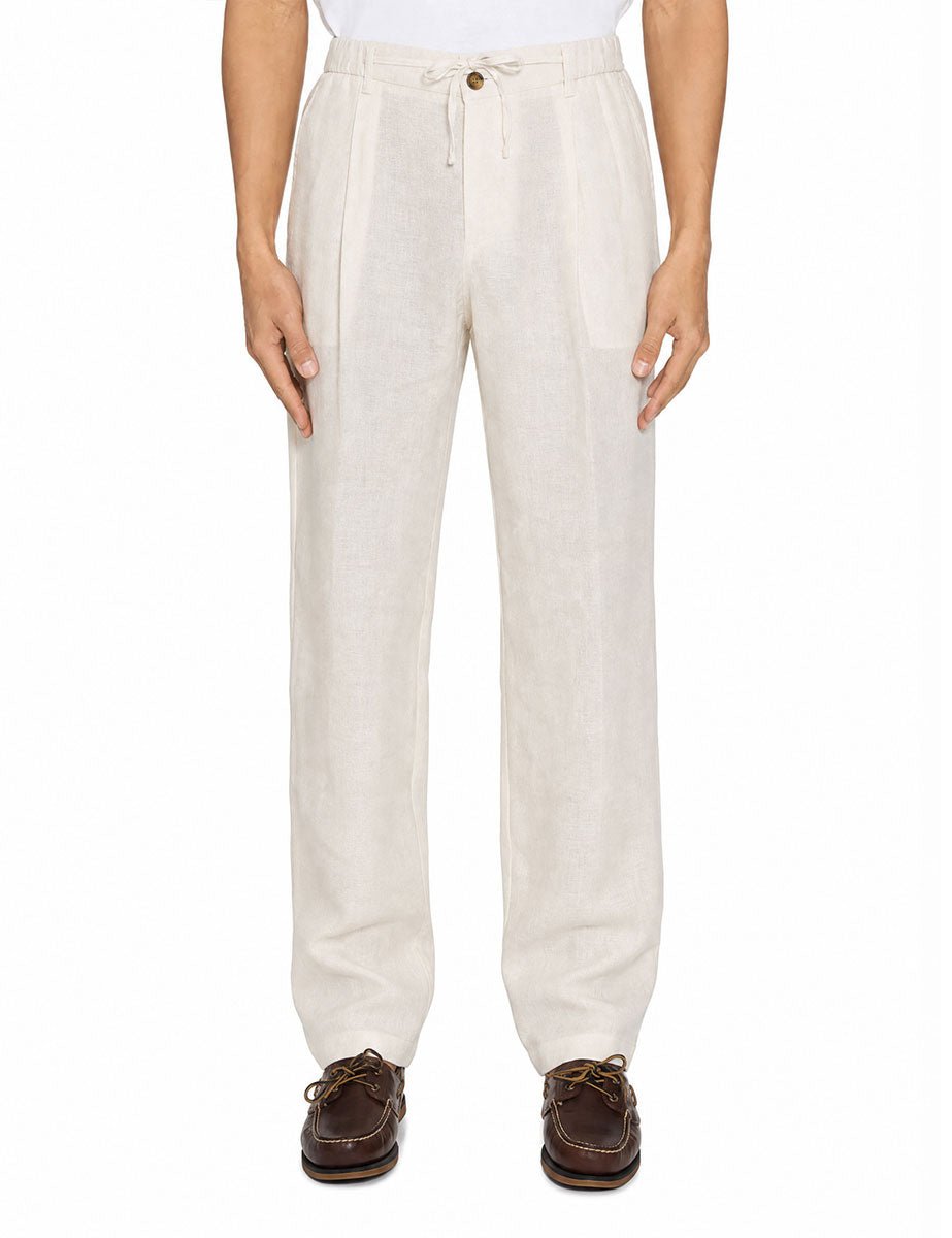 pantalone coulisse lino white - alley docks - pantalone casual