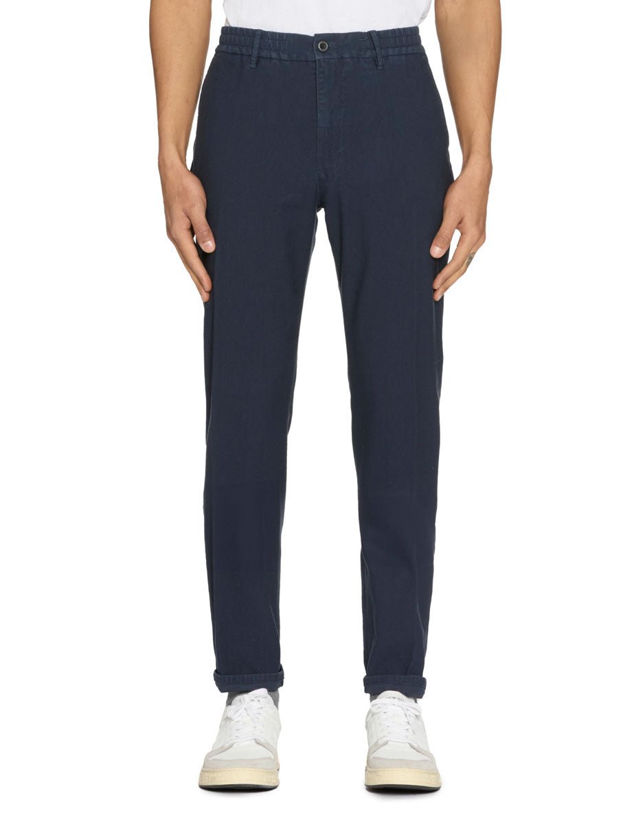 pantalone coulisse slim canvas blu - incotex - pantalone casual